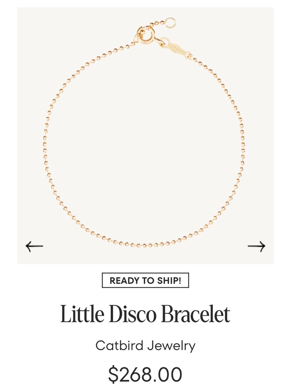 Catbird -Disco Bracelet. NEW